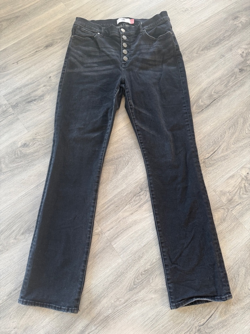 CAbi Straight-Leg Black Jeans with Button Fly size 8